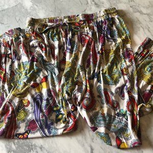 Rainbow Paisley and Cream Silky Pants